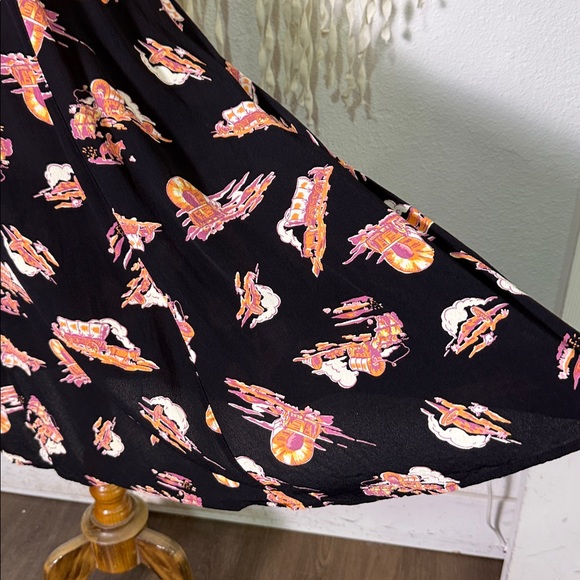 Loco Lindo Vintage Inspired Western Covered Wagon Print Dress XS/S - Picture 4 of 10